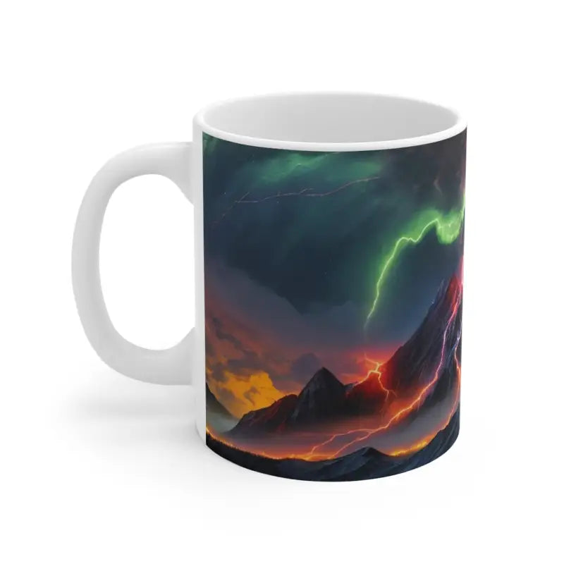 Colourful Thunderbolts Above Mountain Mug - Ceramic Coffee 11oz