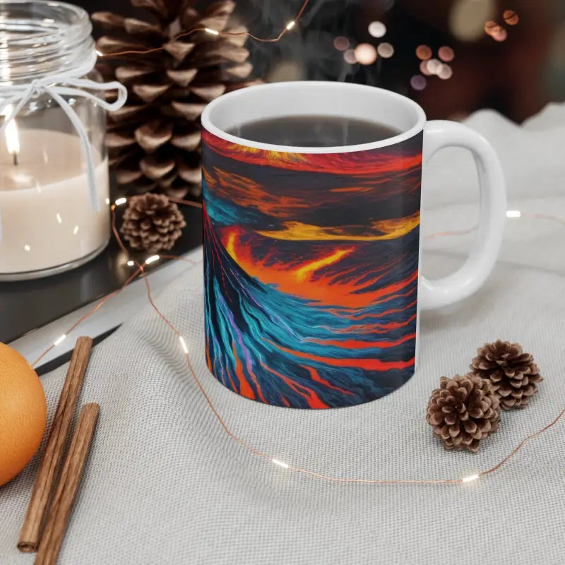 Colourful Volcano Mug - Ceramic Coffee 11oz