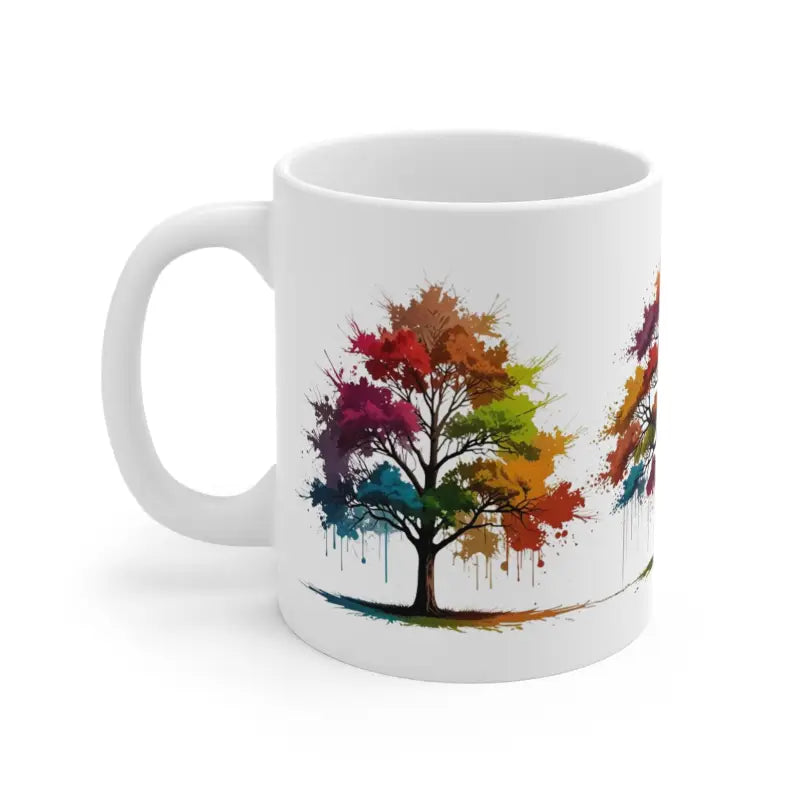 Dripping Colourful Trees Mug - Ceramic Coffee 11oz