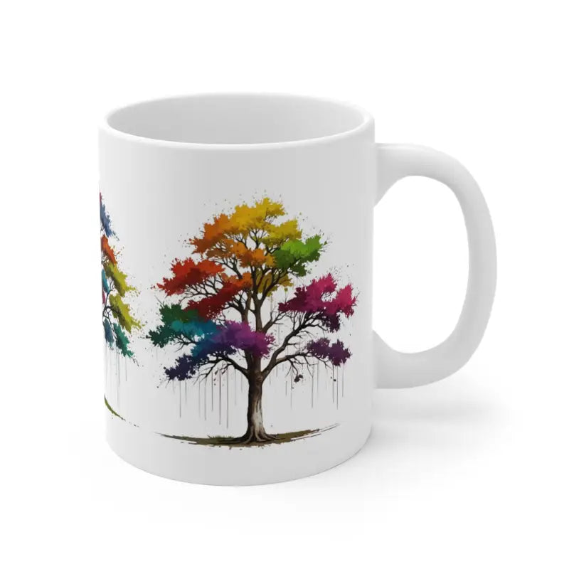 Dripping Colourful Trees Mug - Ceramic Coffee 11oz