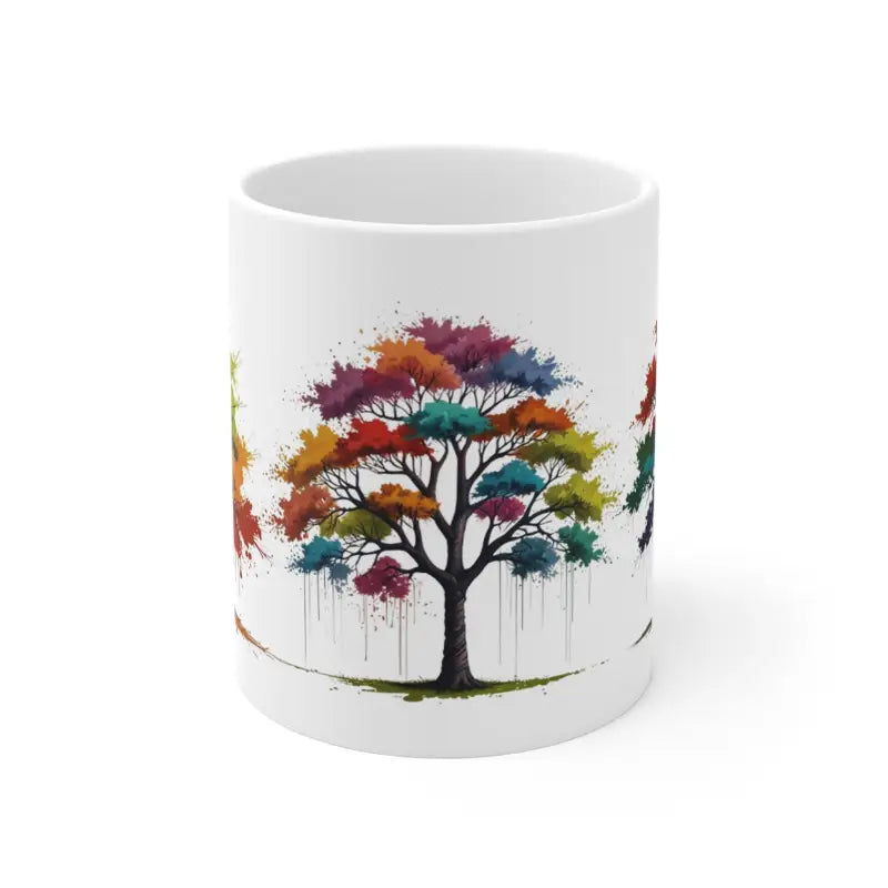 Dripping Colourful Trees Mug - Ceramic Coffee 11oz