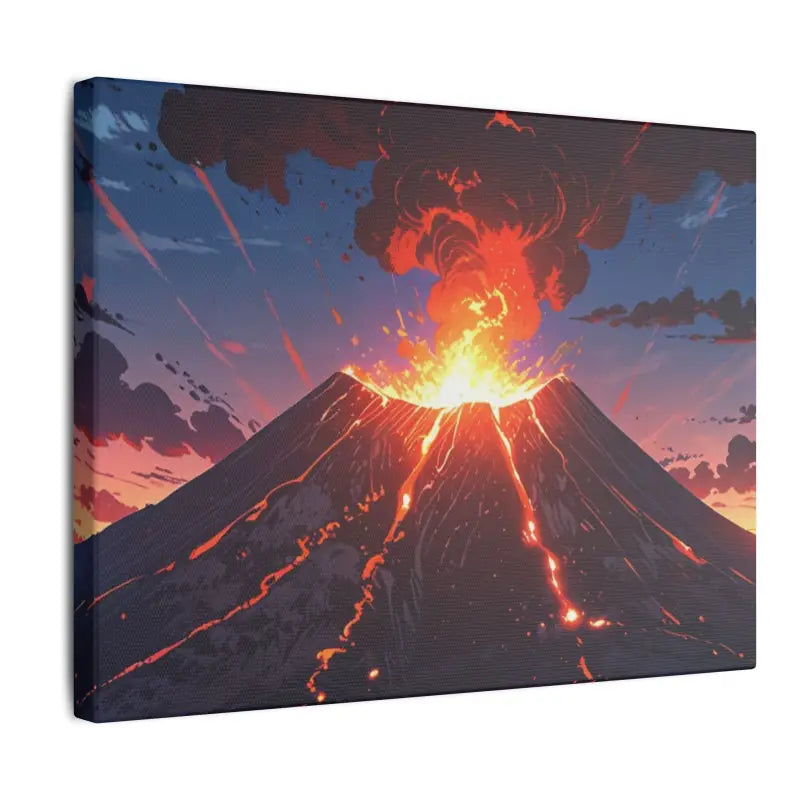 Erupting Volcano Scenic Anime Canvas