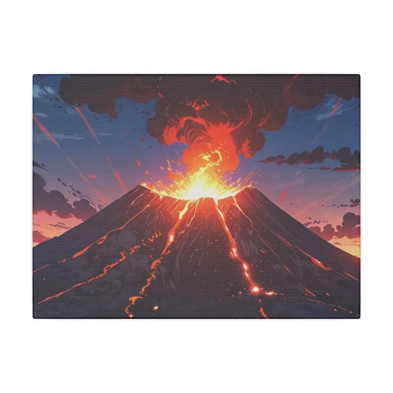 Erupting Volcano Scenic Anime Canvas