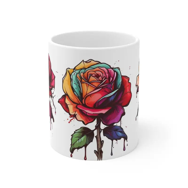 Dripping Roses Floral Mug - Ceramic Coffee 11oz