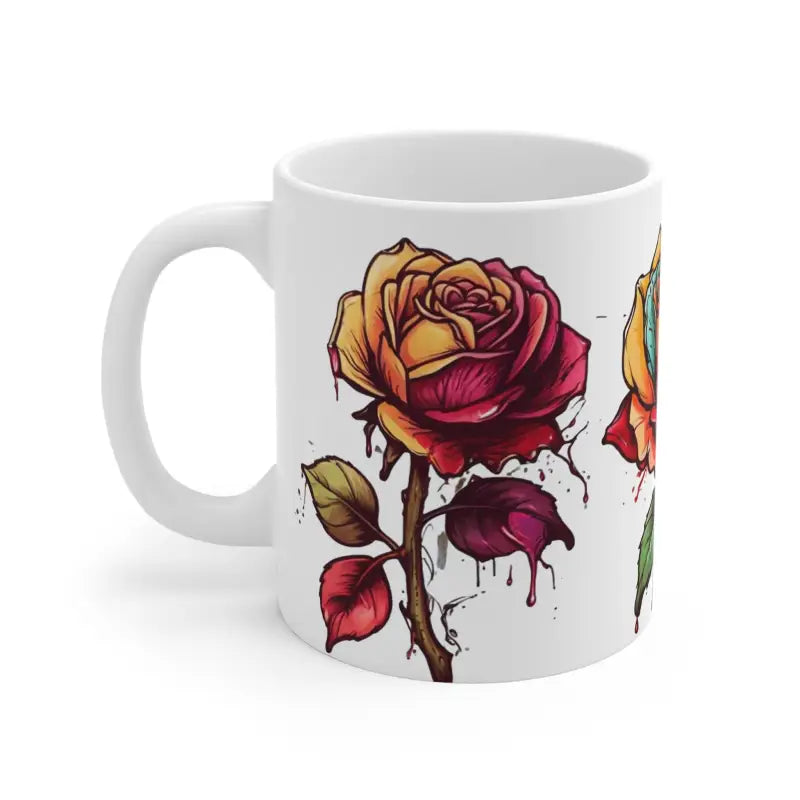 Dripping Roses Floral Mug - Ceramic Coffee 11oz