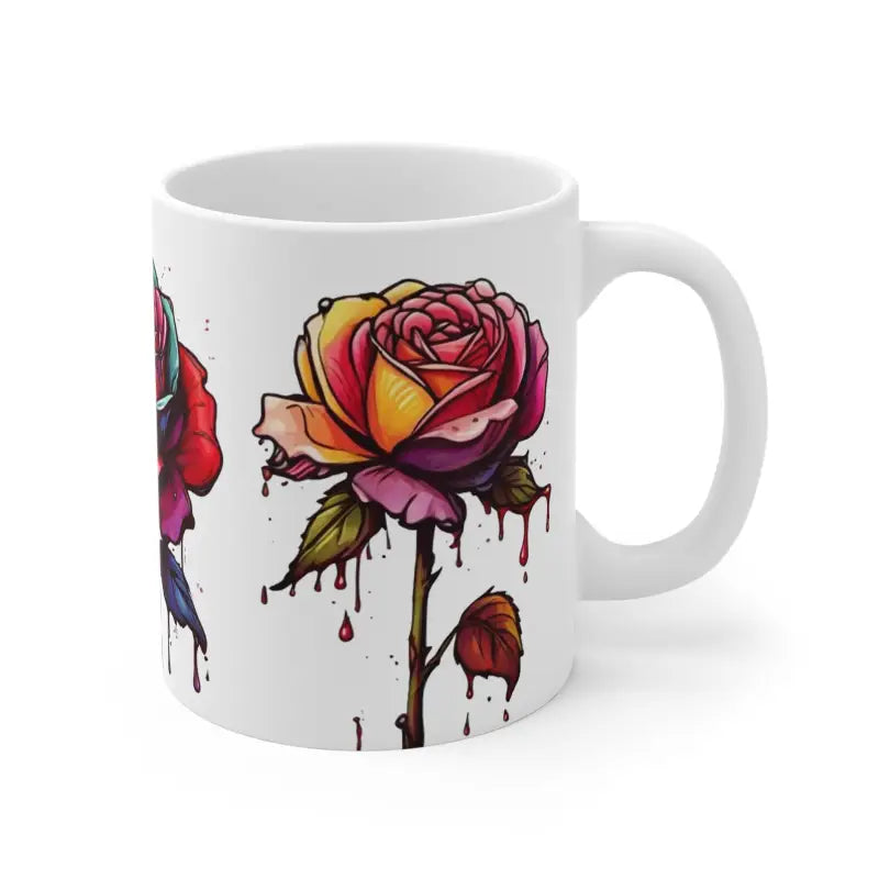 Dripping Roses Floral Mug - Ceramic Coffee 11oz