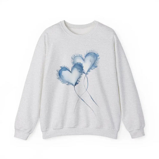 Fluffy Blue Paired Love Hearts - Adult Unisex Crewneck Sweatshirt Jumper - Men and Women