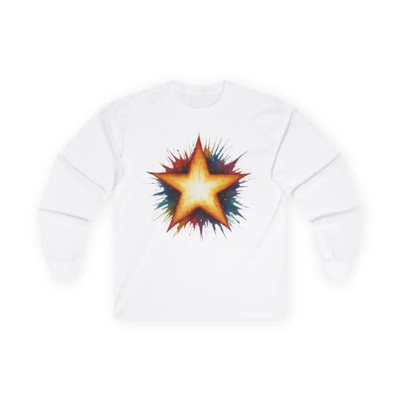 Burning Golden Star - Adult Unisex Long Sleeve T-Shirt - Men and Women