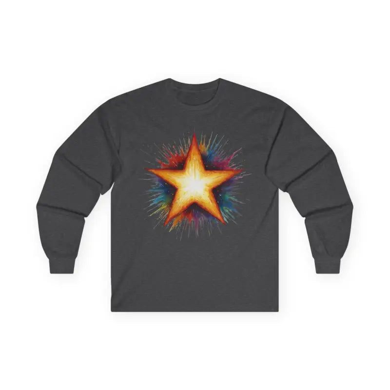 Burning Golden Star - Adult Unisex Long Sleeve T-Shirt - Men and Women