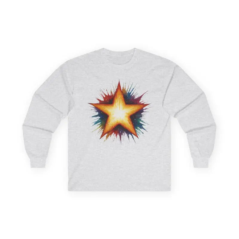 Burning Golden Star - Adult Unisex Long Sleeve T-Shirt - Men and Women