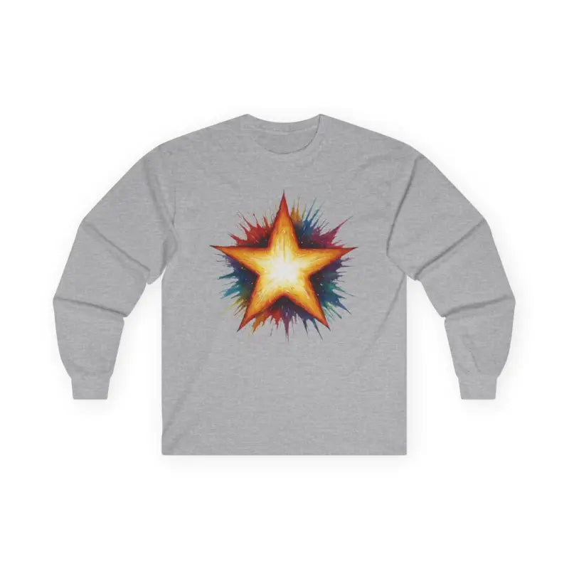 Burning Golden Star - Adult Unisex Long Sleeve T-Shirt - Men and Women