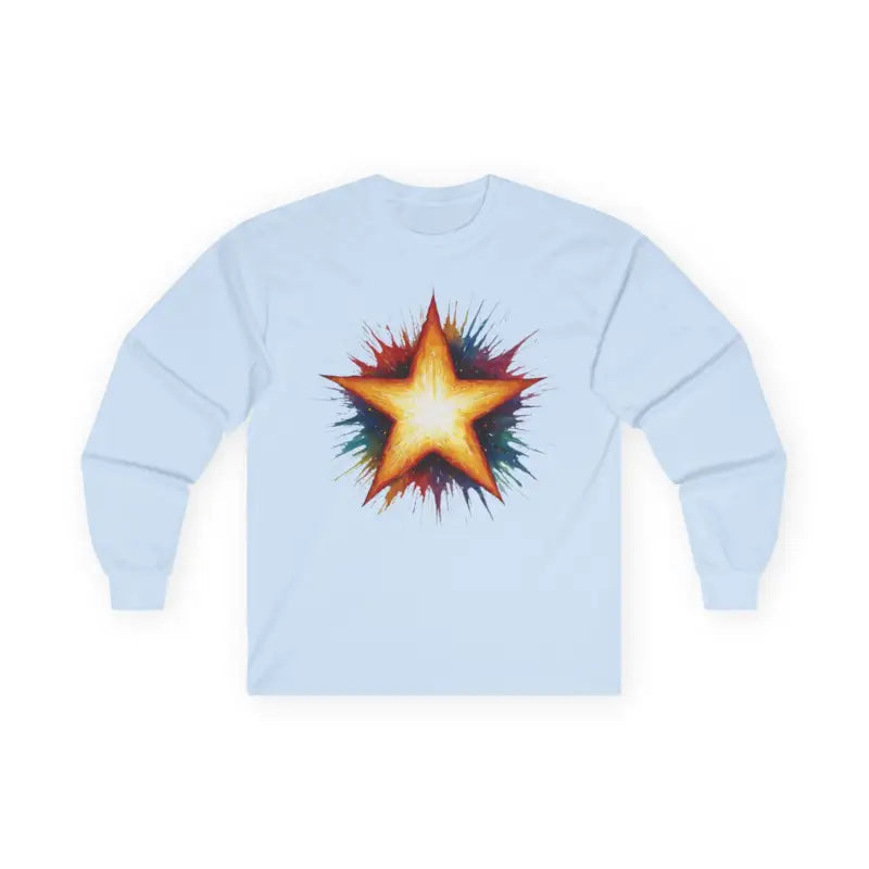 Burning Golden Star - Adult Unisex Long Sleeve T-Shirt - Men and Women