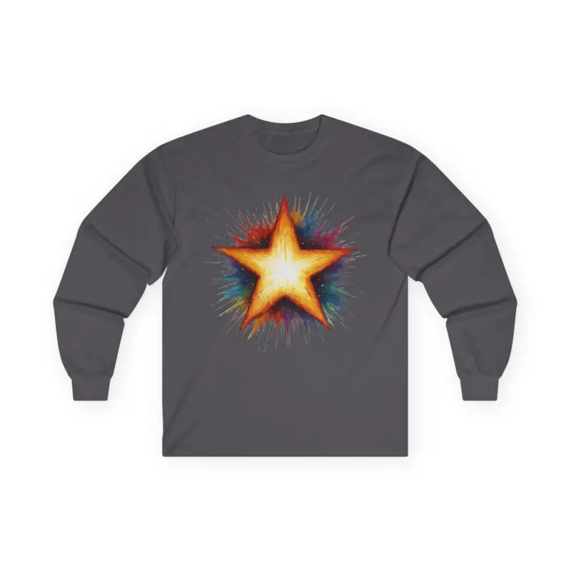 Burning Golden Star - Adult Unisex Long Sleeve T-Shirt - Men and Women