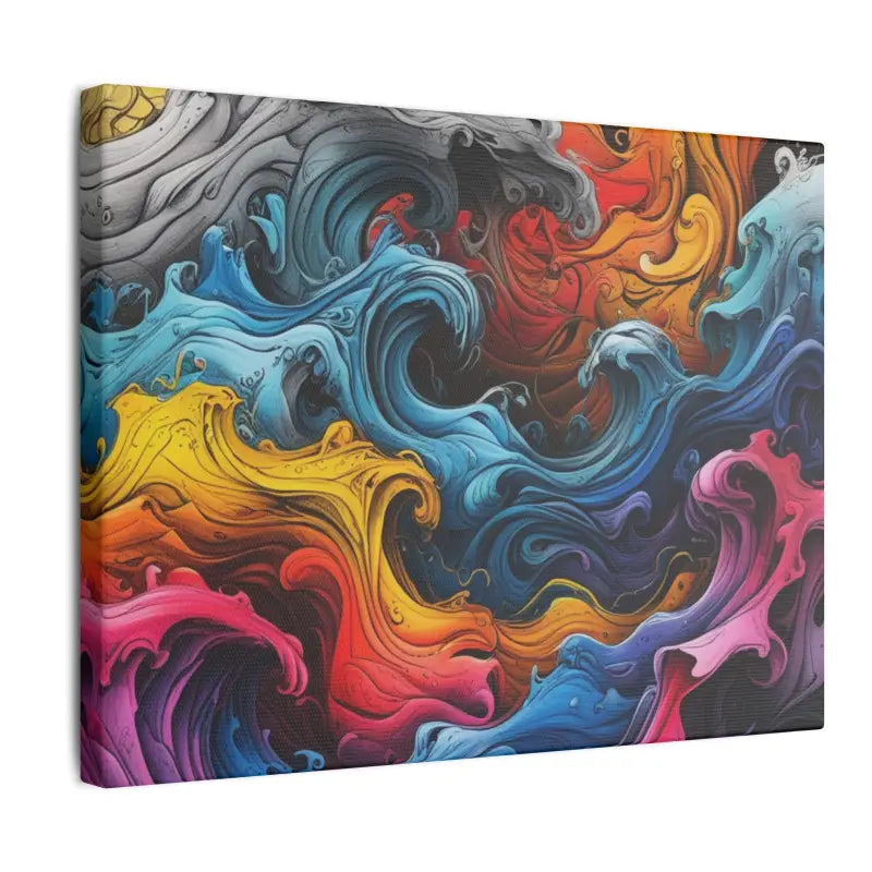 Colourful Graphite Art Waves - Vibrant Multicolour Stretched Wall Décor