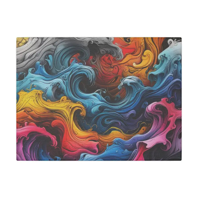 Colourful Graphite Art Waves - Vibrant Multicolour Stretched Wall Décor