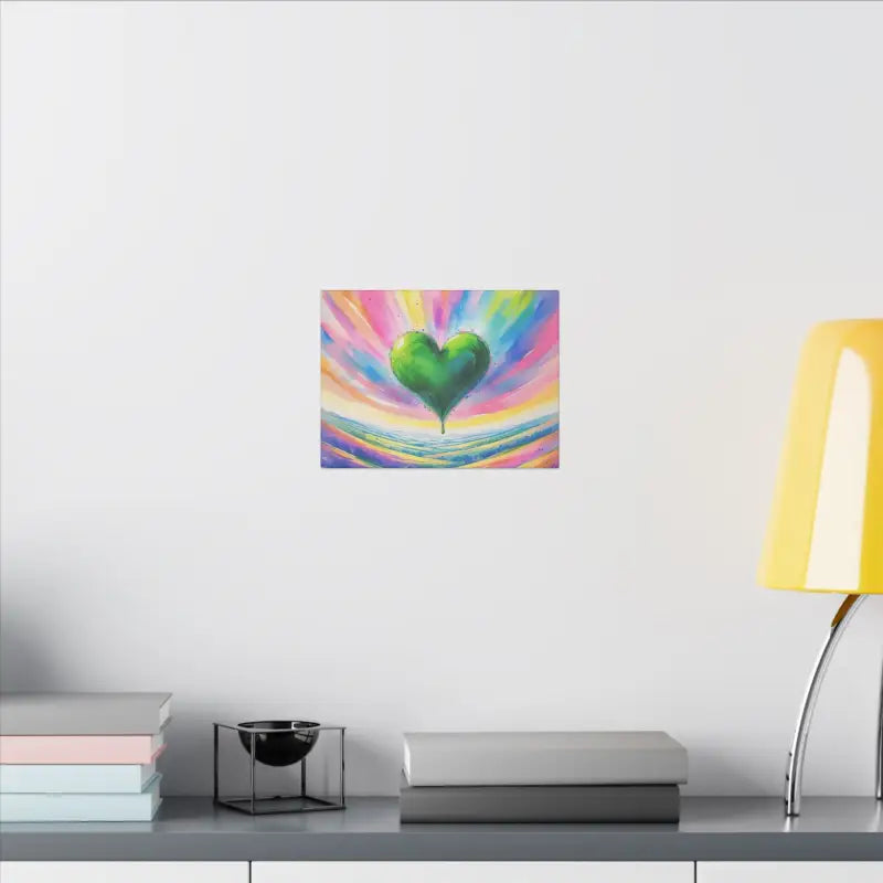 Watercolour Green Love Heart Multicoloured Background Canvas