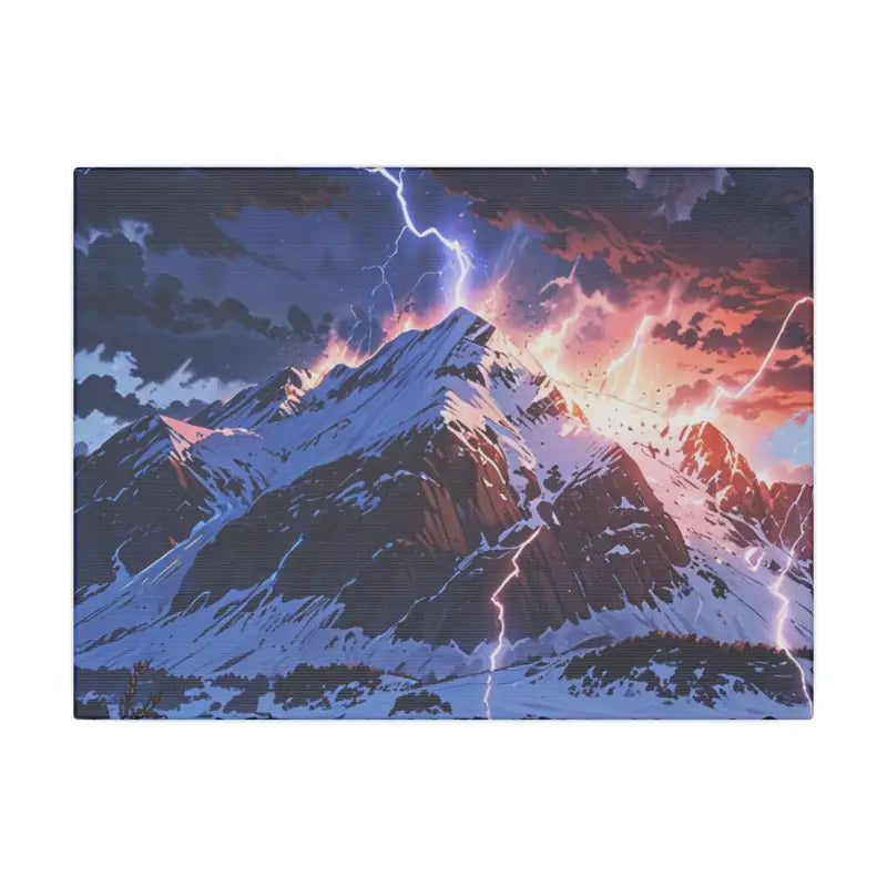 Lightning Hitting Mountain Scenic Anime Canvas