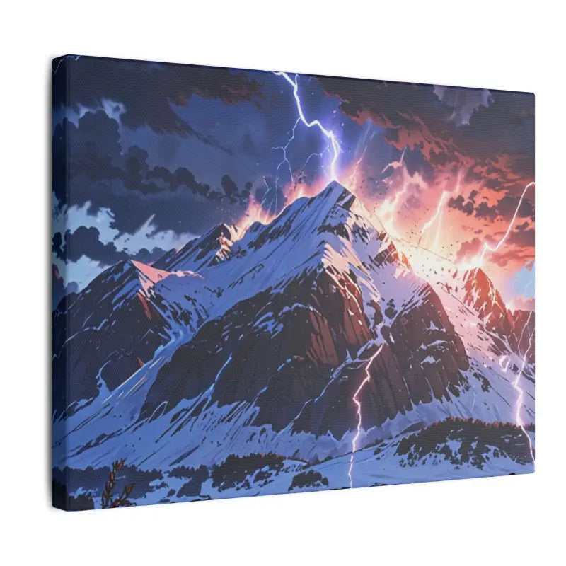 Lightning Hitting Mountain Scenic Anime Canvas