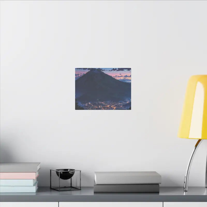 Large Mountain Overshadowing City Anime Scenic Canvas