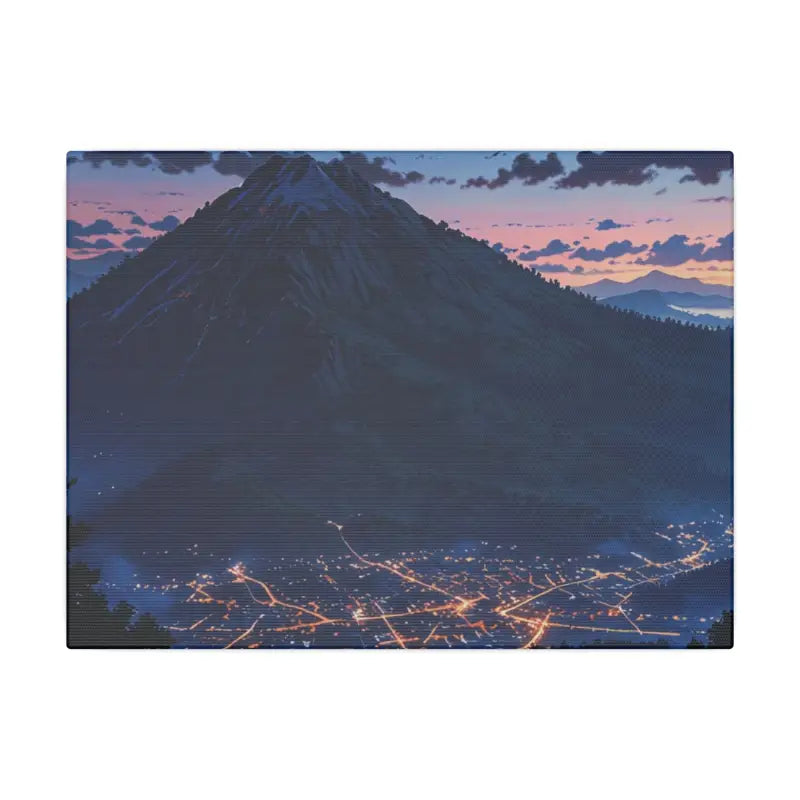 Large Mountain Overshadowing City Anime Scenic Canvas