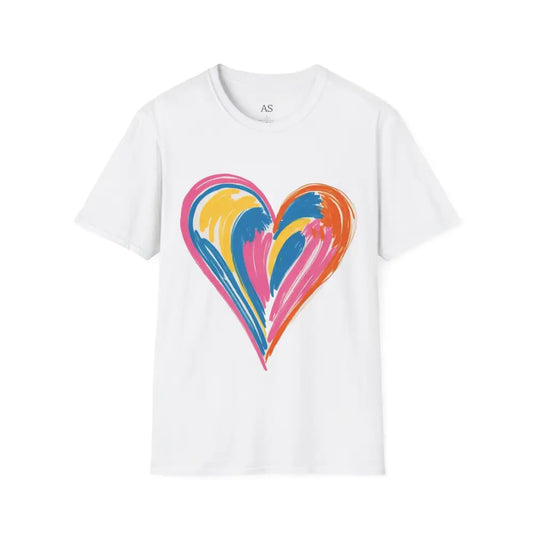 Vibrant Light Coloured Love Heart - Adult Unisex T-Shirt - Men and Women