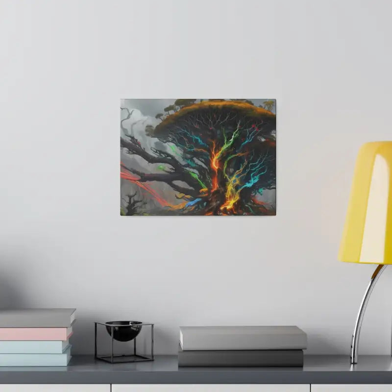 Colourful Lightning Bolts Among Large Trees - Matte Canvas Stretched 0.75’’