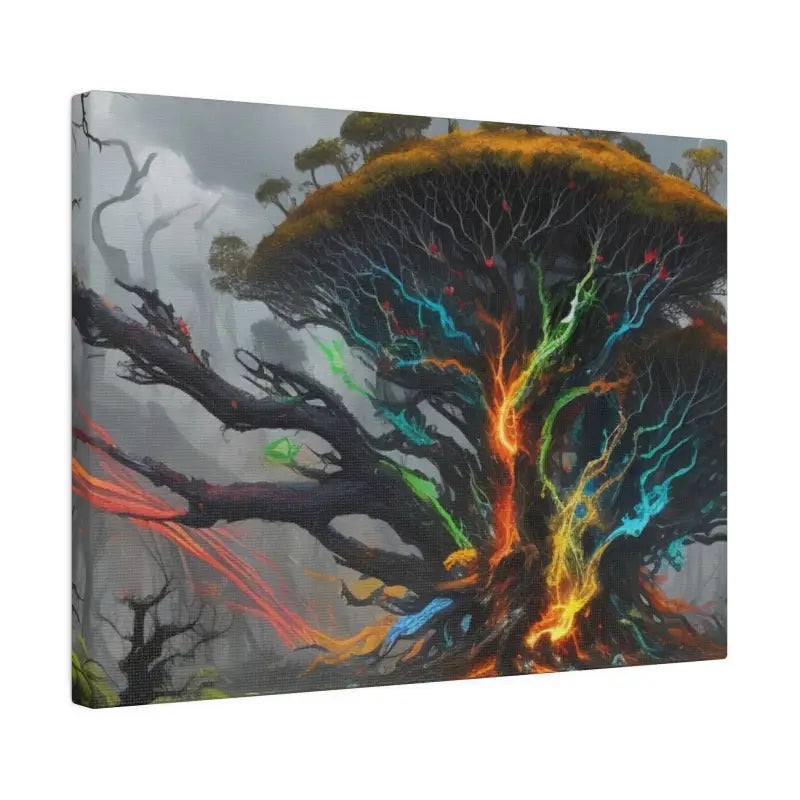 Colourful Lightning Bolts Among Large Trees - Matte Canvas Stretched 0.75’’