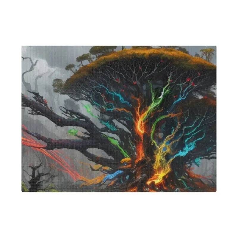 Colourful Lightning Bolts Among Large Trees - Matte Canvas Stretched 0.75’’