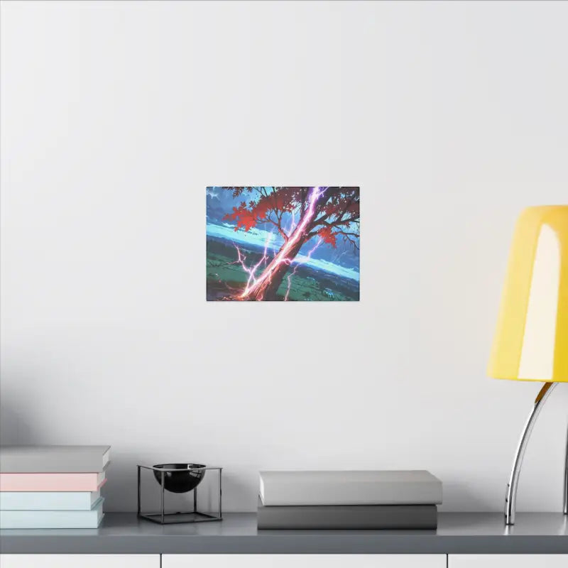 Lightning Hitting Tree Anime Scenic Canvas