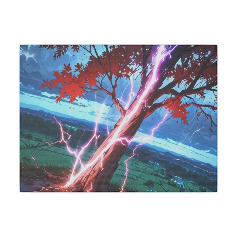 Lightning Hitting Tree Anime Scenic Canvas