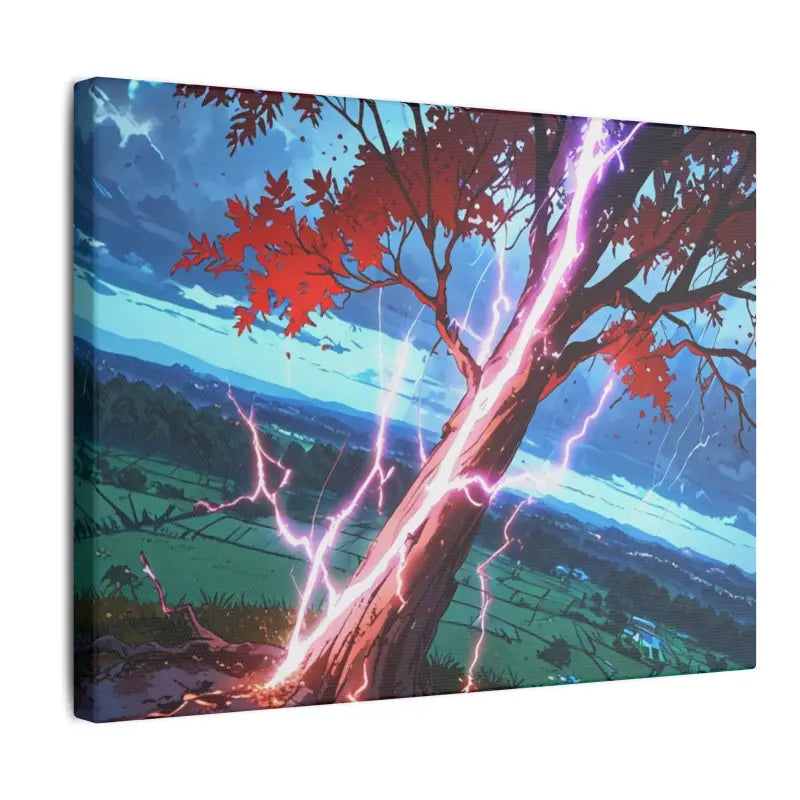 Lightning Hitting Tree Anime Scenic Canvas