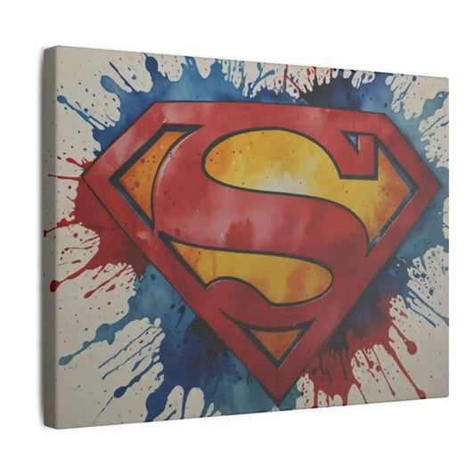 Superman Logo Splatter - Matte Canvas Stretched 0.75’’