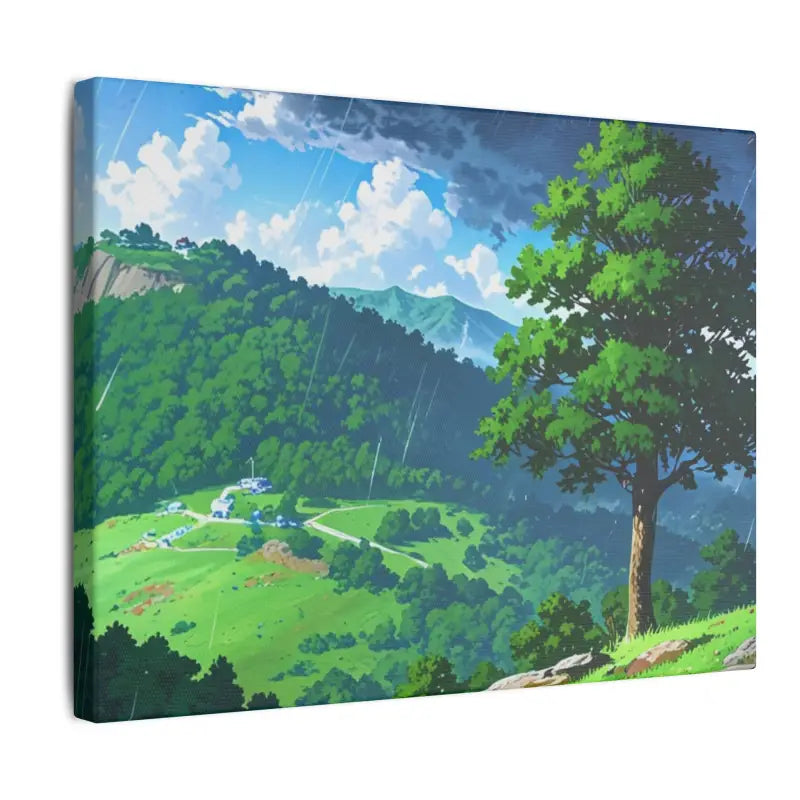 Lonely Tree On Top Of Hill Scenic Anime Canvas