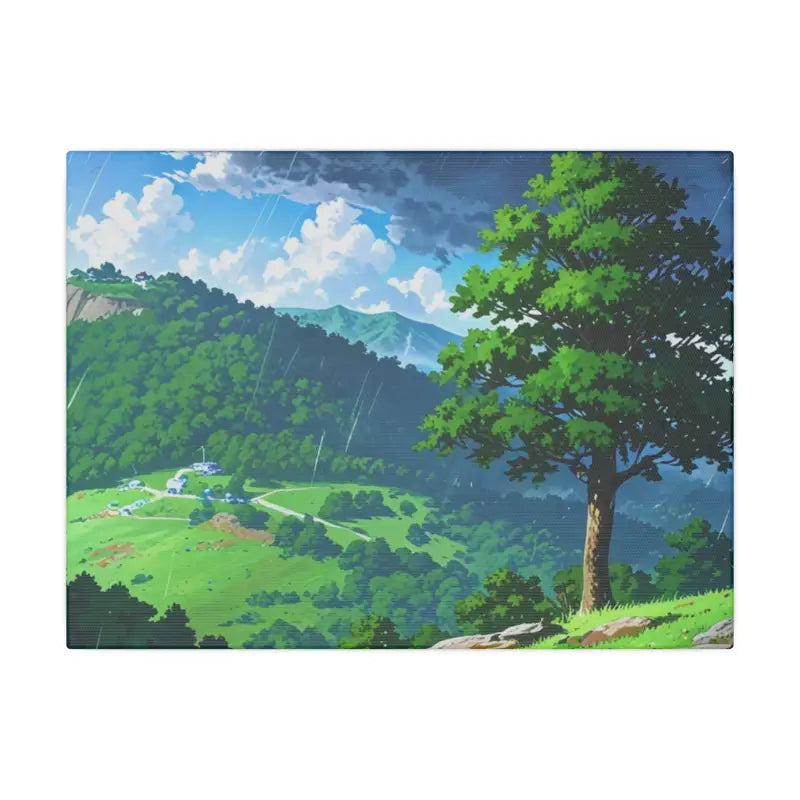 Lonely Tree On Top Of Hill Scenic Anime Canvas