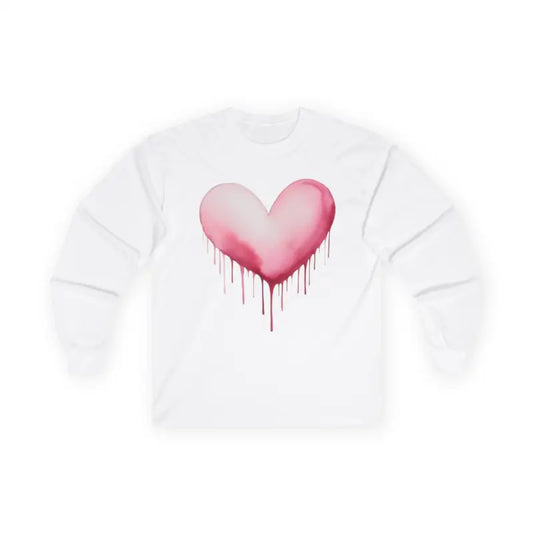 Dripping Love Heart - Adult Unisex Long Sleeve T-Shirt - Men and Women