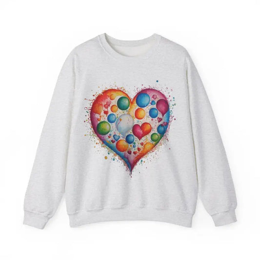 Colourful Messy Bubbles Love Heart - Adult Unisex Crewneck Sweatshirt Jumper - Men and Women