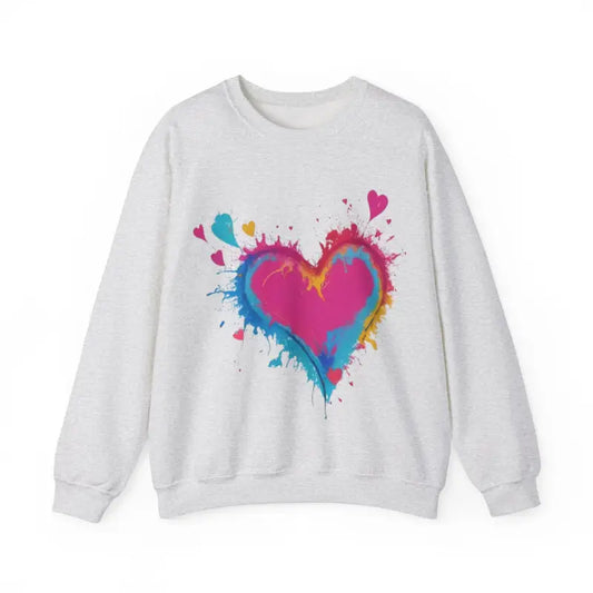 Colourful Love Heart - Adult Unisex Crewneck Sweatshirt Jumper - Men and Women