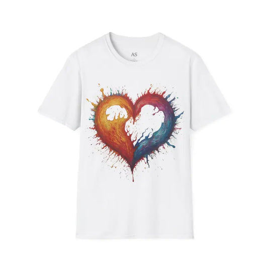 Colourful Burning Love Heart - Adult Unisex T-Shirt - Men and Women