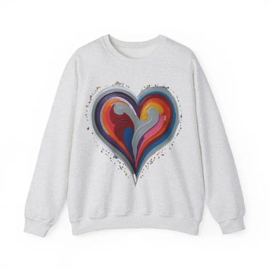 Colourful Grey Love Heart - Adult Unisex Crewneck Sweatshirt Jumper - Men and Women