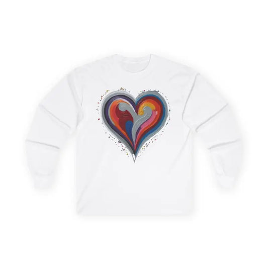 Colourful Grey Love Heart - Adult Unisex Long Sleeve T-Shirt - Men and Women