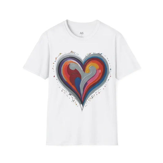 Colourful Grey Love Heart - Adult Unisex T-Shirt - Men and Women