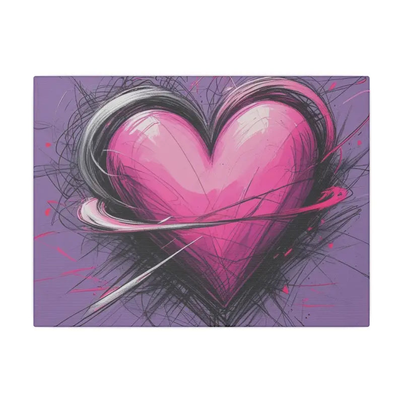 Sketched Messy Pink Love Heart - Matte Canvas Stretched 0.75’’