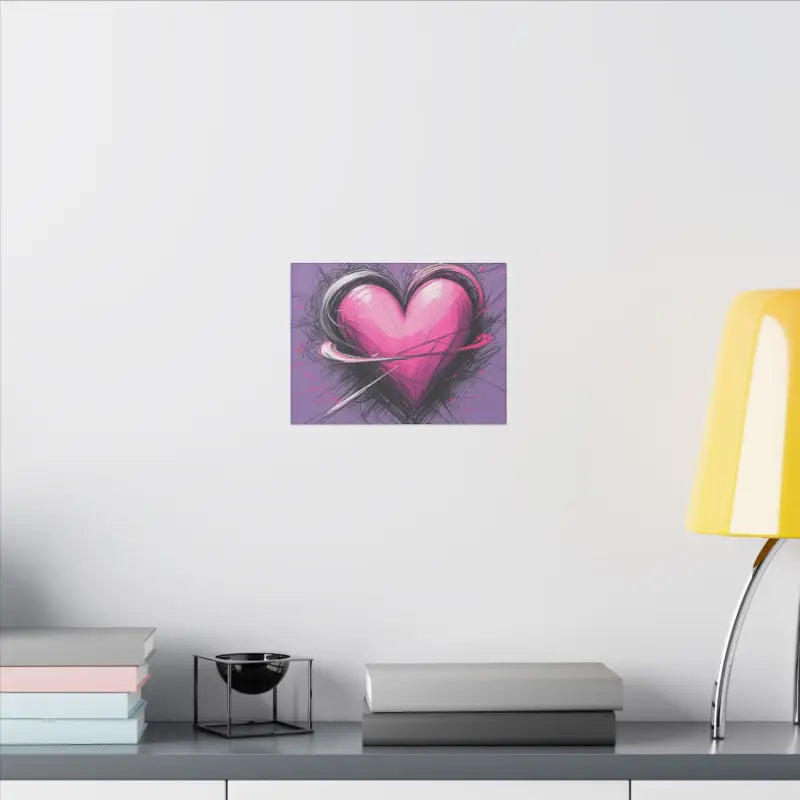 Sketched Messy Pink Love Heart - Matte Canvas Stretched 0.75’’