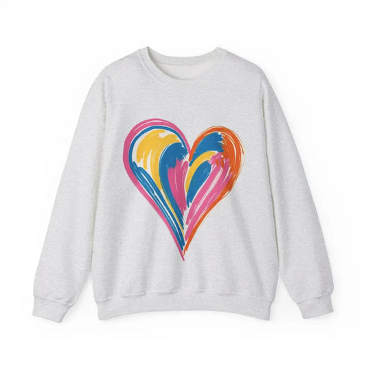 Vibrant Light Coloured Love Heart - Adult Unisex Crewneck Sweatshirt Jumper - Men and Women