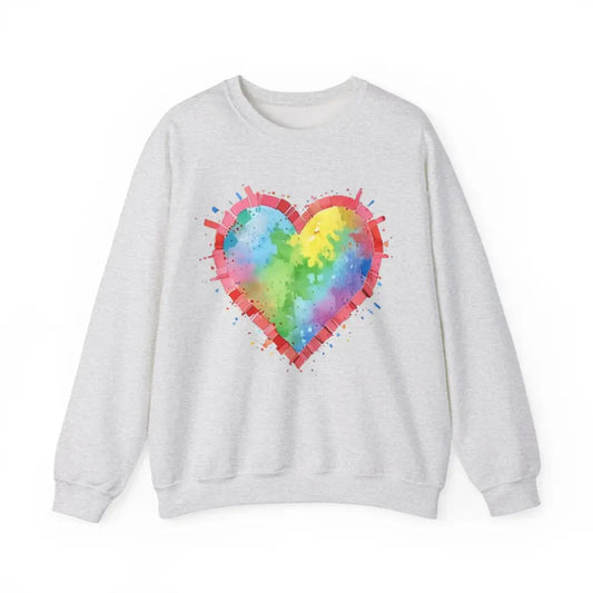 Watercolour Multicoloured Love Heart - Adult Unisex Sweatshirt Jumper - Men and Women