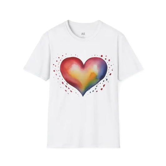 Colourful Watercolour Style Love Heart - Adult Unisex T-Shirt - Men and Women