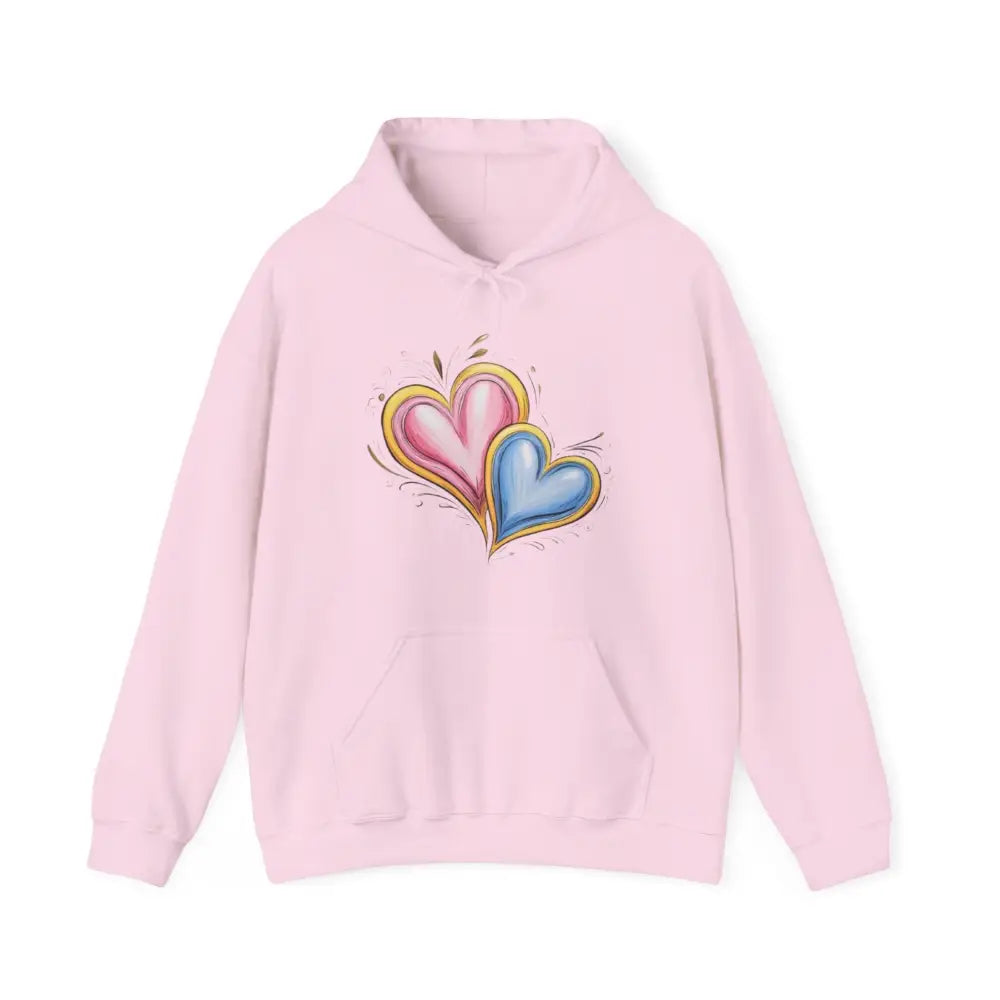 Pink and Blue Paired Love Hearts - Adult Unisex Hoodie Sweatshirt - Men Women