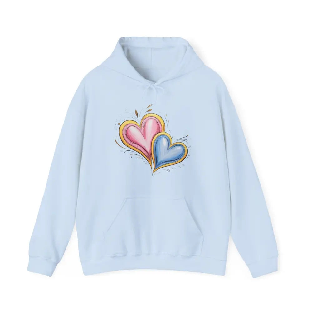 Pink and Blue Paired Love Hearts - Adult Unisex Hoodie Sweatshirt - Men Women