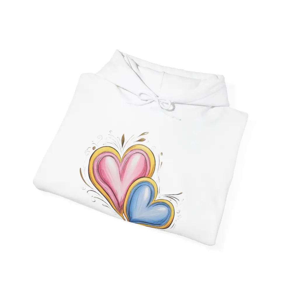 Pink and Blue Paired Love Hearts - Adult Unisex Hoodie Sweatshirt - Men Women