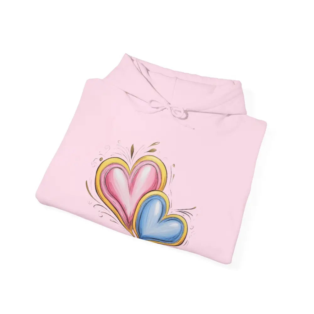 Pink and Blue Paired Love Hearts - Adult Unisex Hoodie Sweatshirt - Men Women